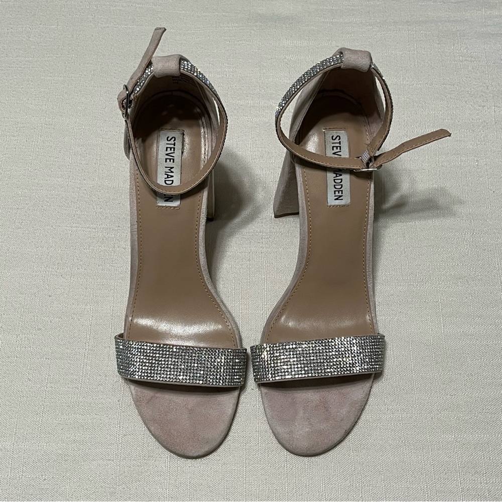 Steve Madden Kalina Rhinestone Nude Heeled Sandals - only worn once! - Picture 4 of 12